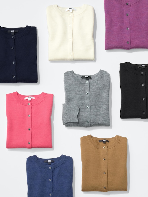 100% Merino Crew Neck Cardigan