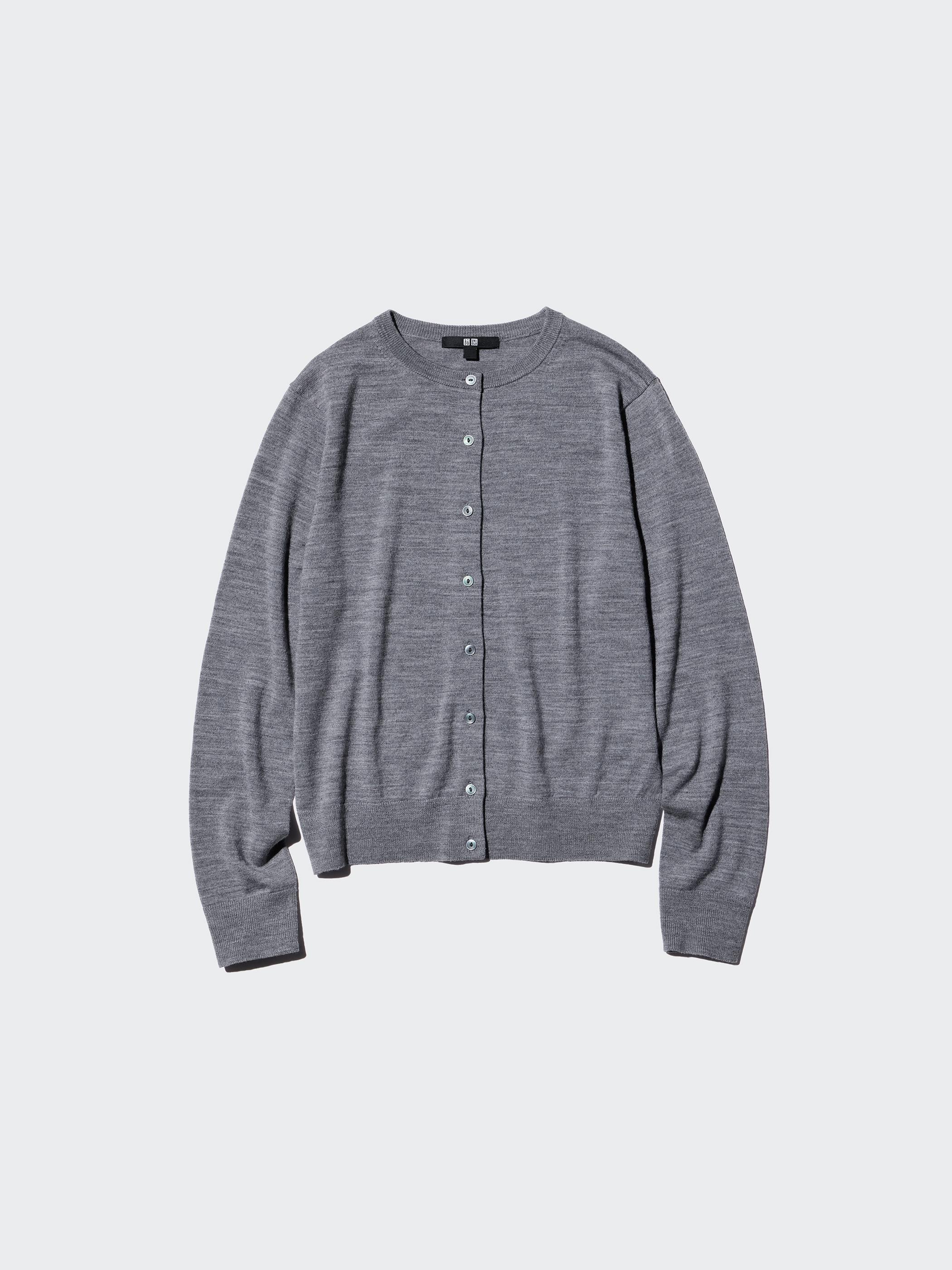Cardigan Femme En Laine Mérinos Manches Longues - Col Rond, Boutonnage, Style Décontracté, Toutes Saisons
