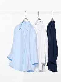 Rayon Skipper Collar 3/4-Sleeve Blouse