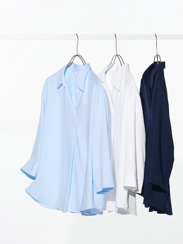 Rayon Skipper Collar Blouse 3/4 Sleeve