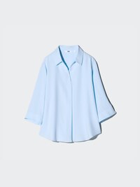 Rayon Skipper Collar 3/4-Sleeve Blouse