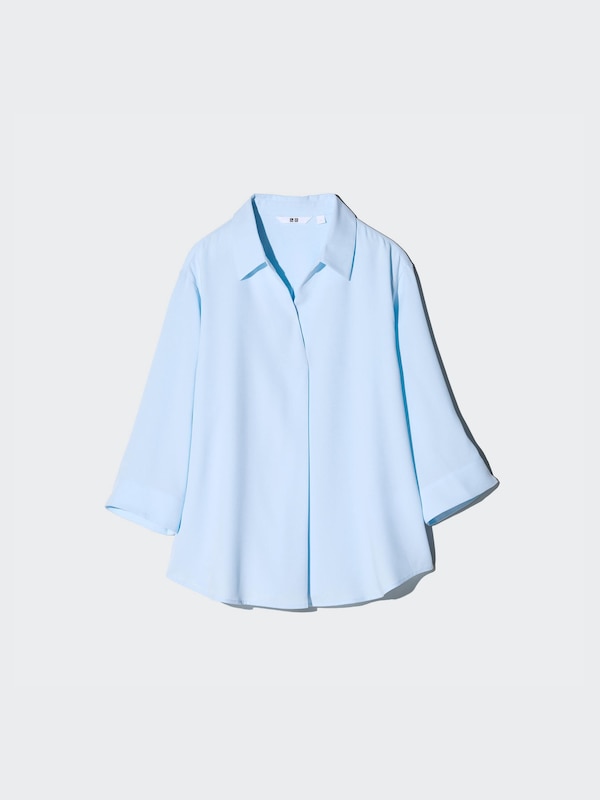 Rayon Skipper Collar Blouse | 3/4 Sleeve