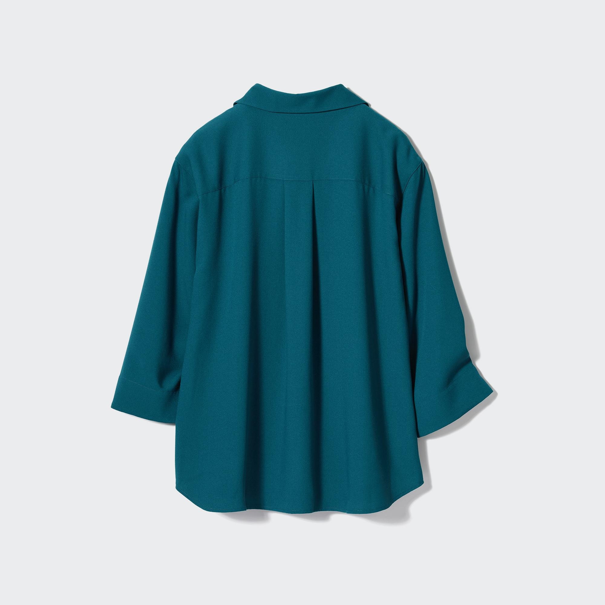 RAYON SKIPPER COLLAR BLOUSE /3/4 SLEEVE