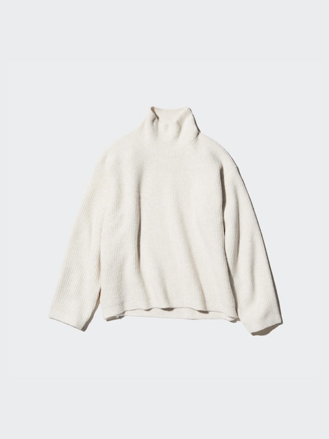 Uniqlo Gebroken Wit - Soufflé Trui Met Hoge Hals - Xs