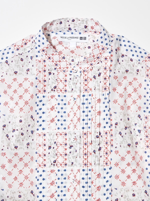 Pintuck Printed Blouse