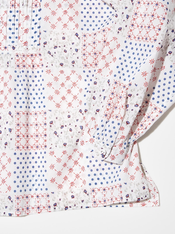 Pintuck Printed Blouse