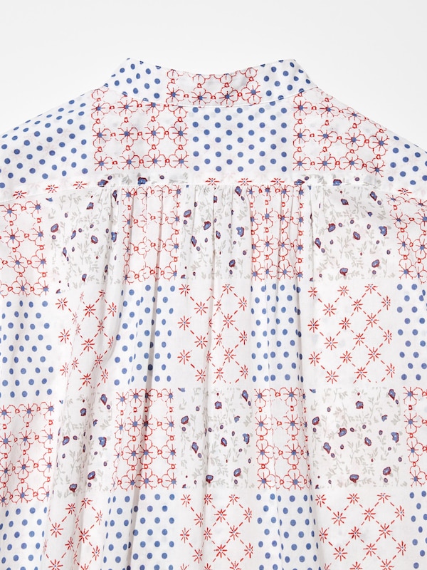 Pintuck Printed Blouse