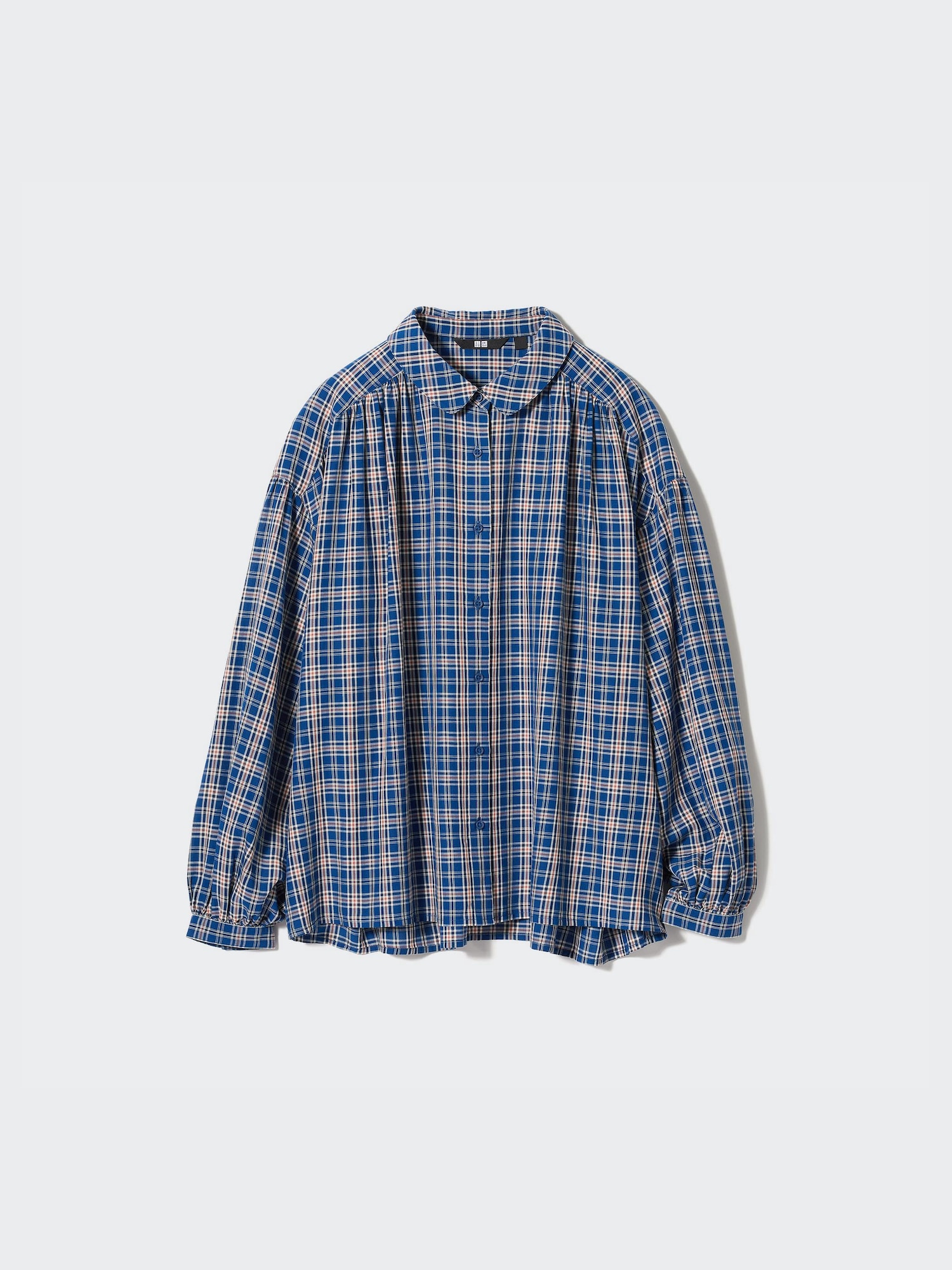 極美✨ドゥロワー Cotton Nylon Gathered Blouse 36 Women's Soft Lawn Gathered Blouse | Checked | UNIQLO US