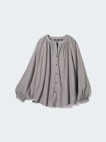 Soft Flannel Gathered Blouse