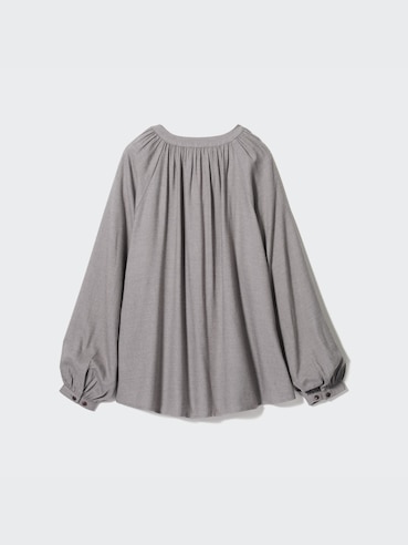 Soft Flannel Gathered Blouse