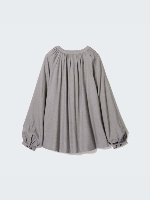 Soft Flannel Gathered Blouse