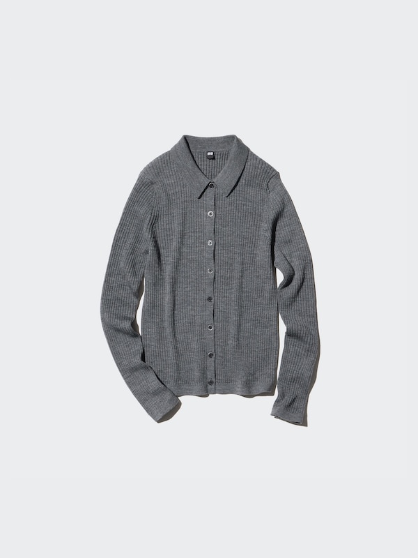 Merino Ribbed Polo Cardigan