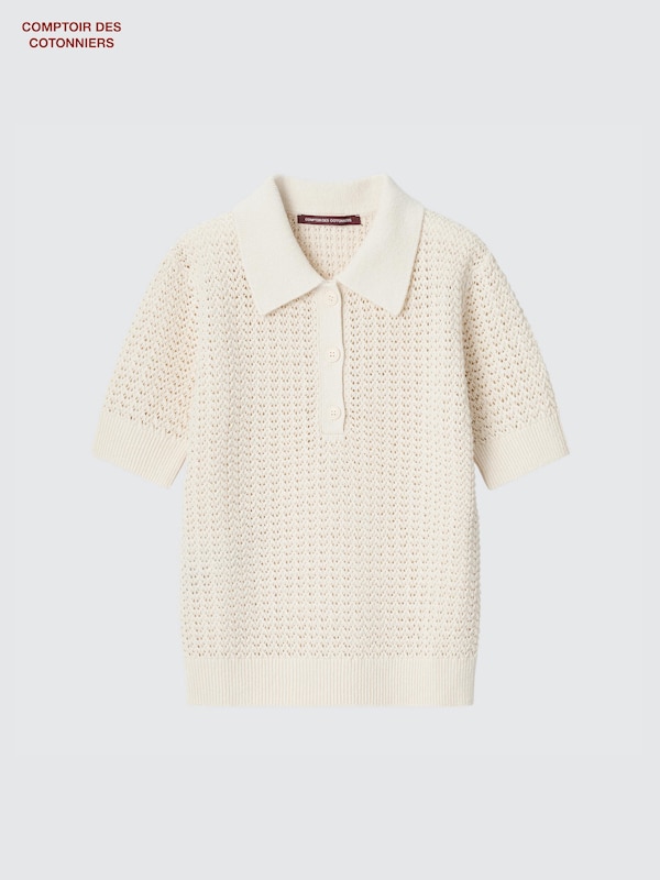 Linen Cotton Blend Polo Jumper