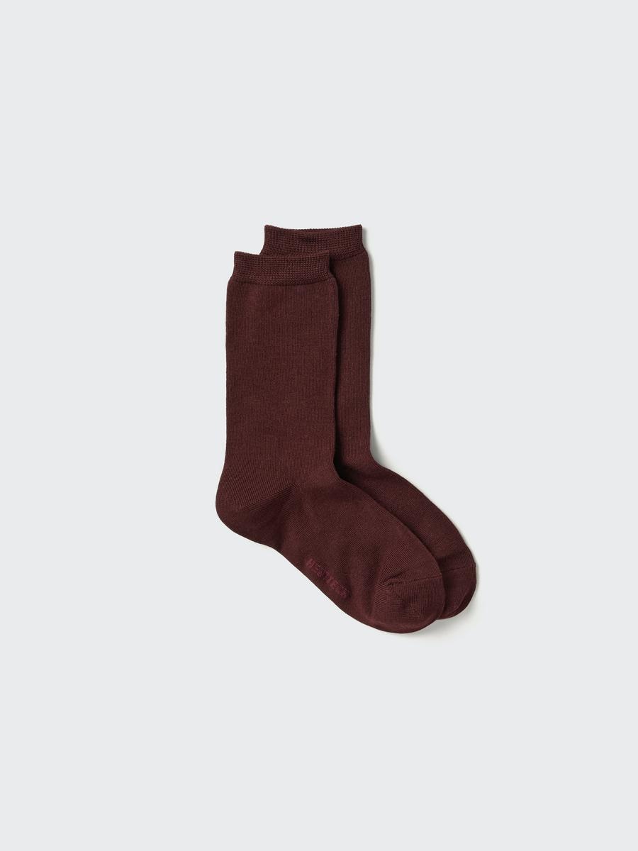 Uniqlo Women's Heattech Socks, Wine, Us W 7.5-10 In Brown