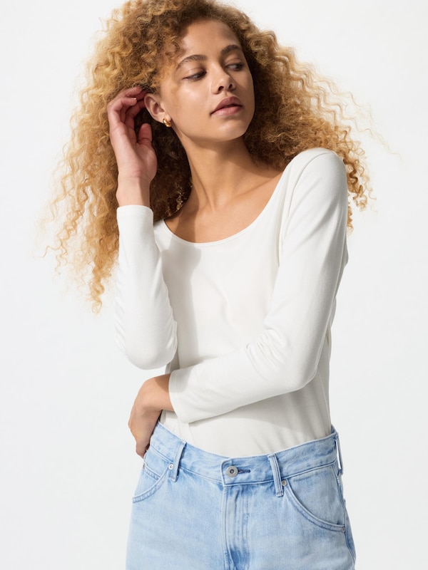 HEATTECH Cotton EXTRA WARM Scoop Neck Long Sleeve T-Shirt