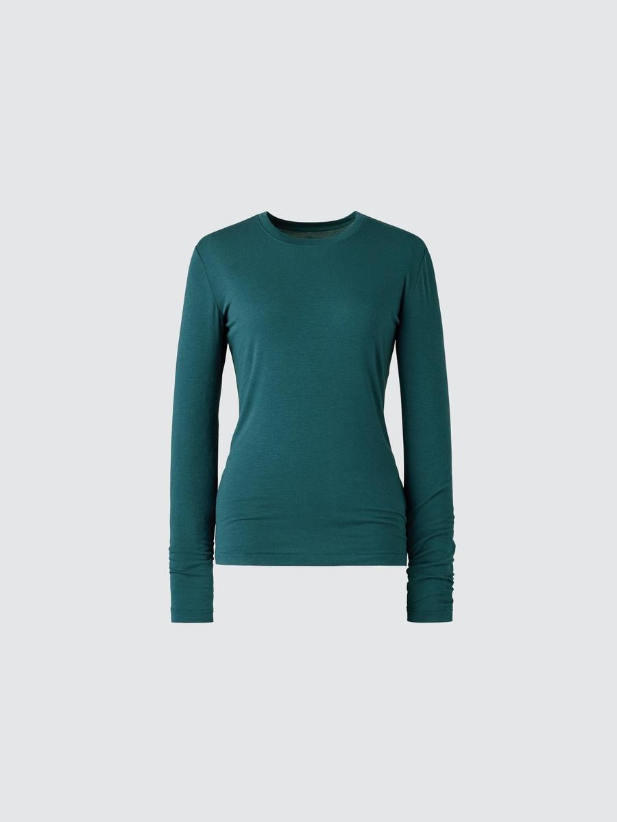 Uniqlo Women's Heattech Cashmere Blend T-shirt Extra Warm With Moisture-wicking, Dark Green, Xs