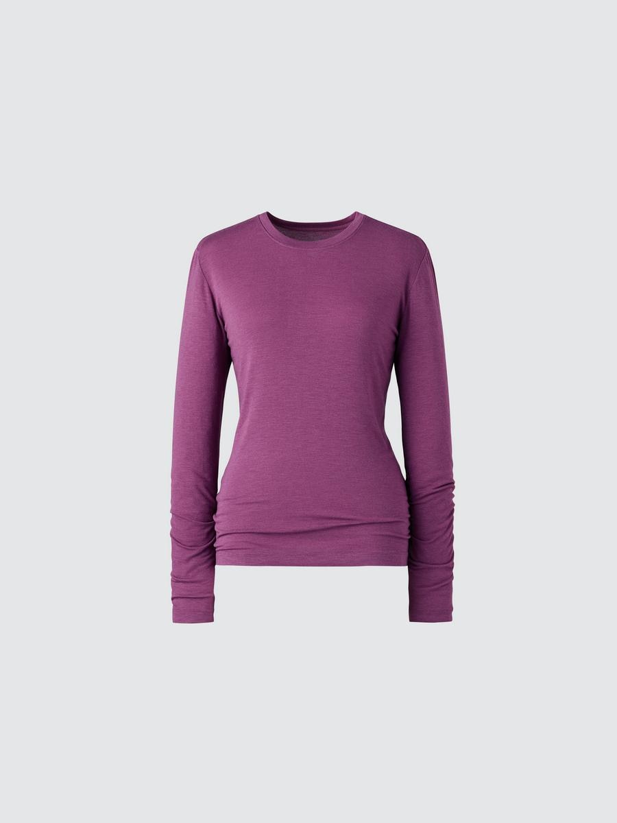 Uniqlo Women's Heattech Cashmere Blend T-shirt Extra Warm With Moisture-wicking, Purple, Xs