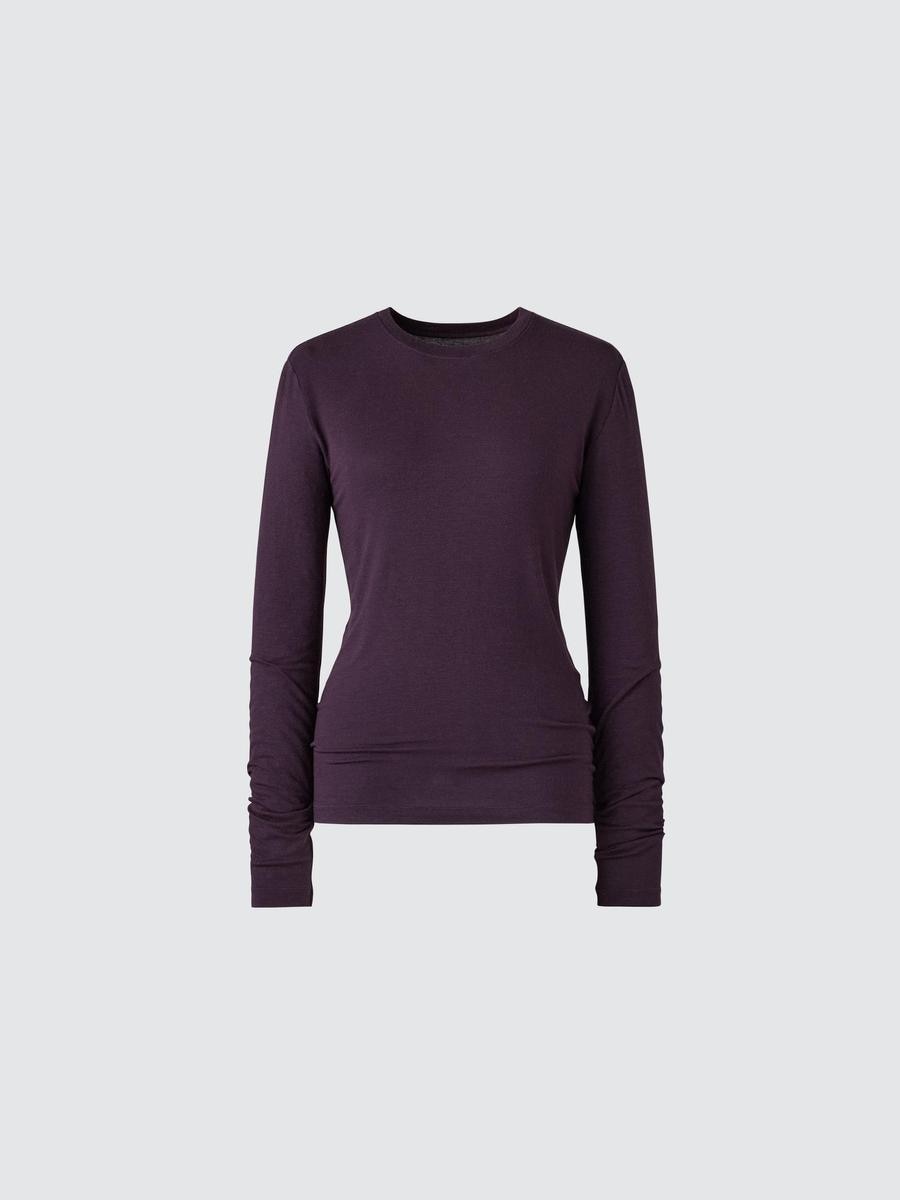 Uniqlo Women's Heattech Cashmere Blend T-shirt Extra Warm With Moisture-wicking, Purple, Xs