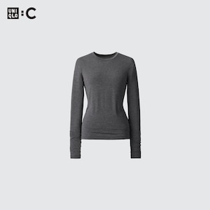 T-SHIRT HEATTECH EXTRA-CHAUD EN MÉLANGE CACHEMIRE COL ROND