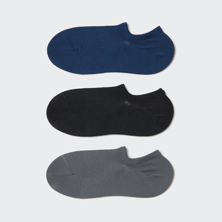 Uniqlo Poliéster Calcetines invisibles (DRY, malla, 3 pares) - Azul Marino - 37-40