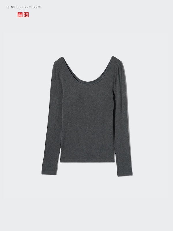 HEATTECH Ribbed Ballet Neck Bra T-Shirt | Extra Warm