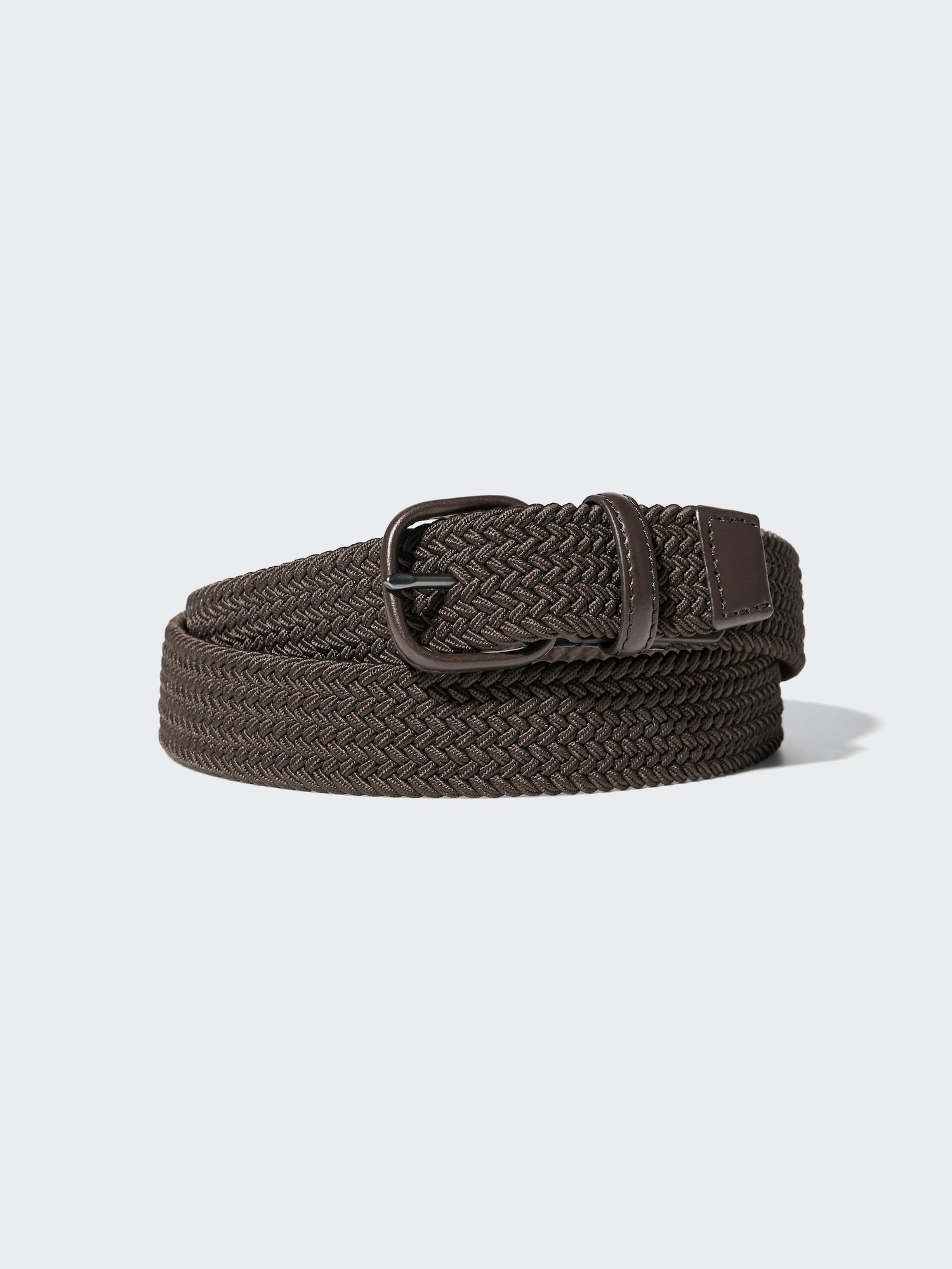 UNIQLO Men's Leather Combination Mesh Belt, Brown, XL