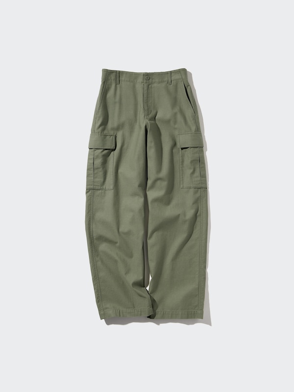 Wide Straight Leg Cargo Trousers (Long)