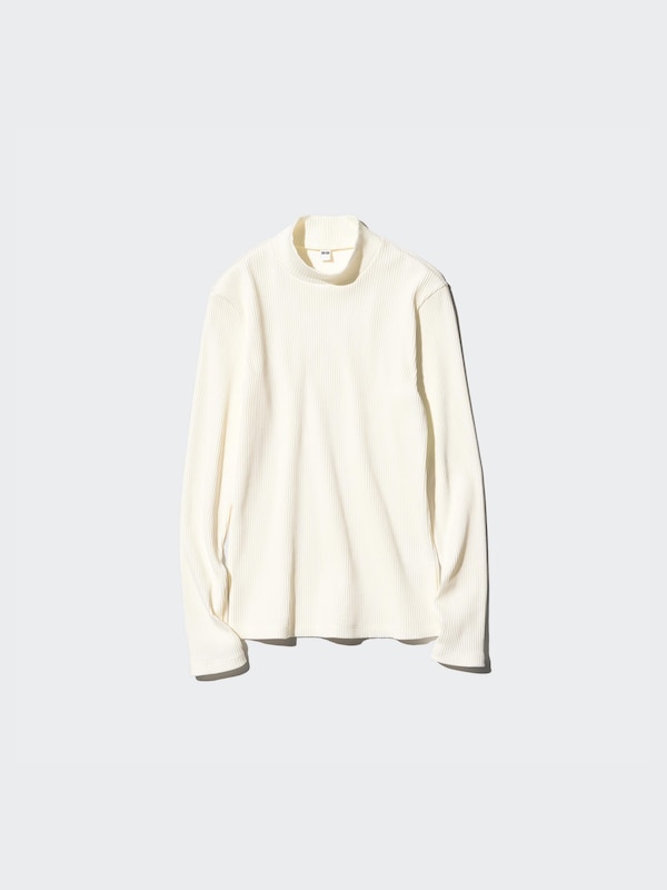 Ribbed High Neck T-Shirt | Long Sleeve