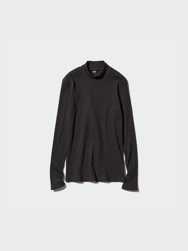 Ribbed High Neck T-Shirt | Long Sleeve