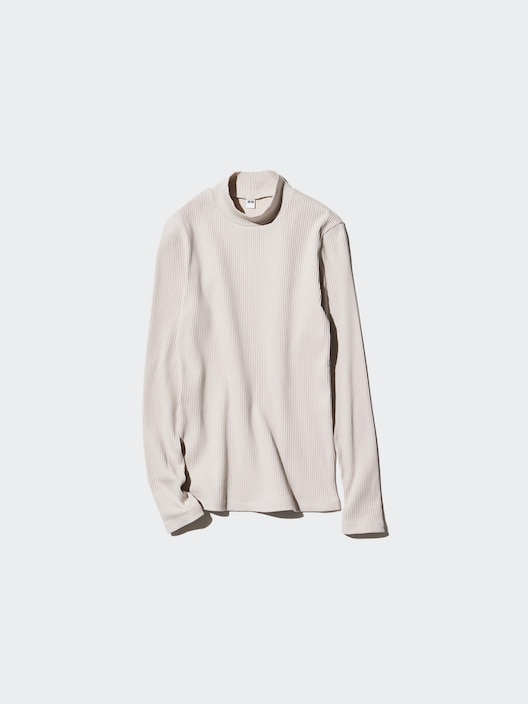 Ribbed High Neck T-Shirt Long Sleeve