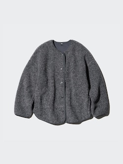 Pile Lined Fleece Relaxed Cardigan