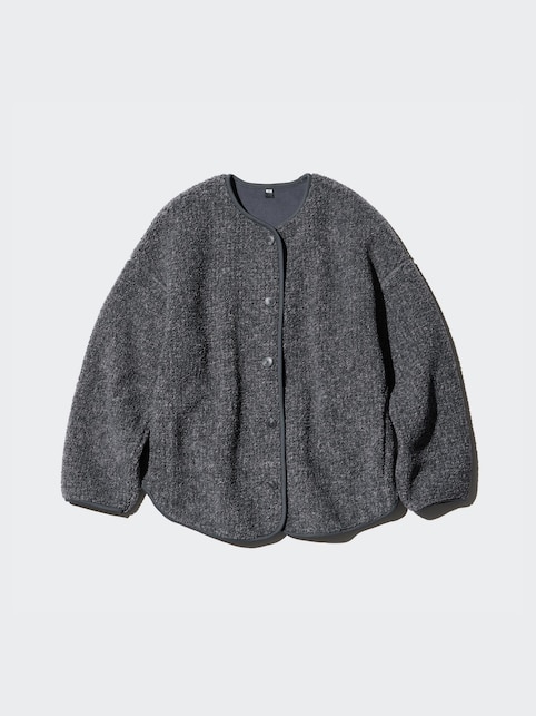 PILE LINED FLEECE RELAXED SILHOUETTE CARDIGAN