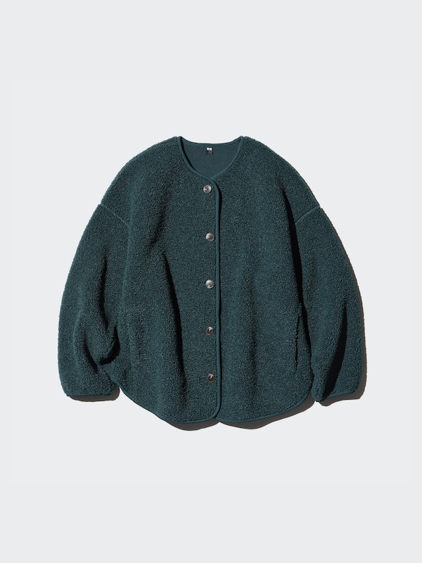 Pile Lined Fleece Relaxed Cardigan
