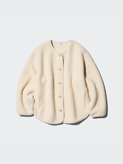 Pile Lined Fleece Relaxed Cardigan