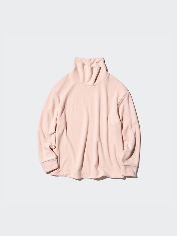 Soft Knitted Fleece Ribbed T-Shirt | High Neck | Long Sleeve