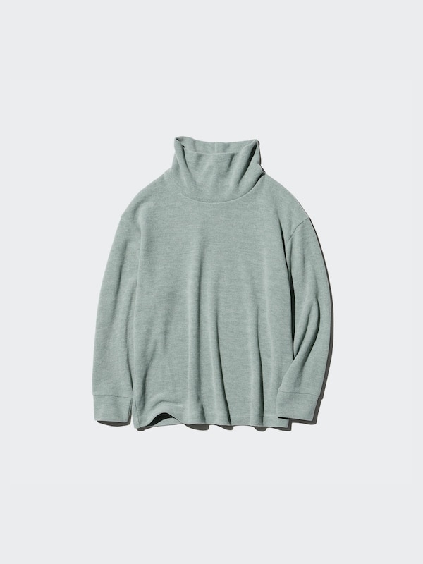 Soft Knitted Fleece Ribbed T-Shirt | High Neck | Long Sleeve