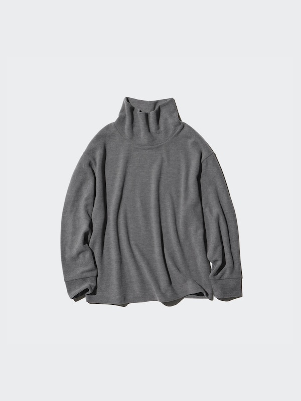 Soft Knitted Fleece Ribbed T-Shirt | High Neck | Long Sleeve