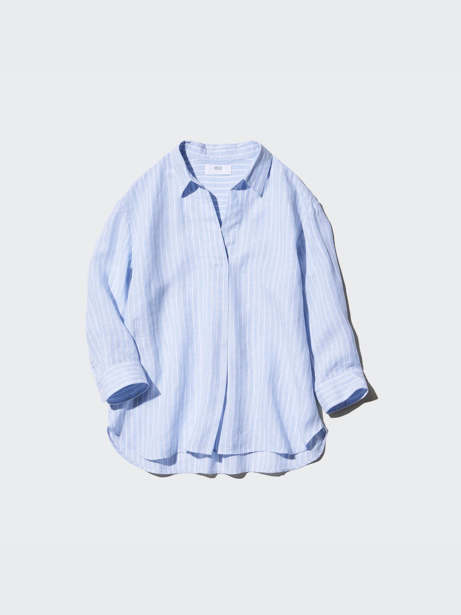 OUTIL｜17SS Chemisier Unieux Linen（０） Chemise Lin Premium Manches 3/4 (Rayée, Col Skipper) pour Femme