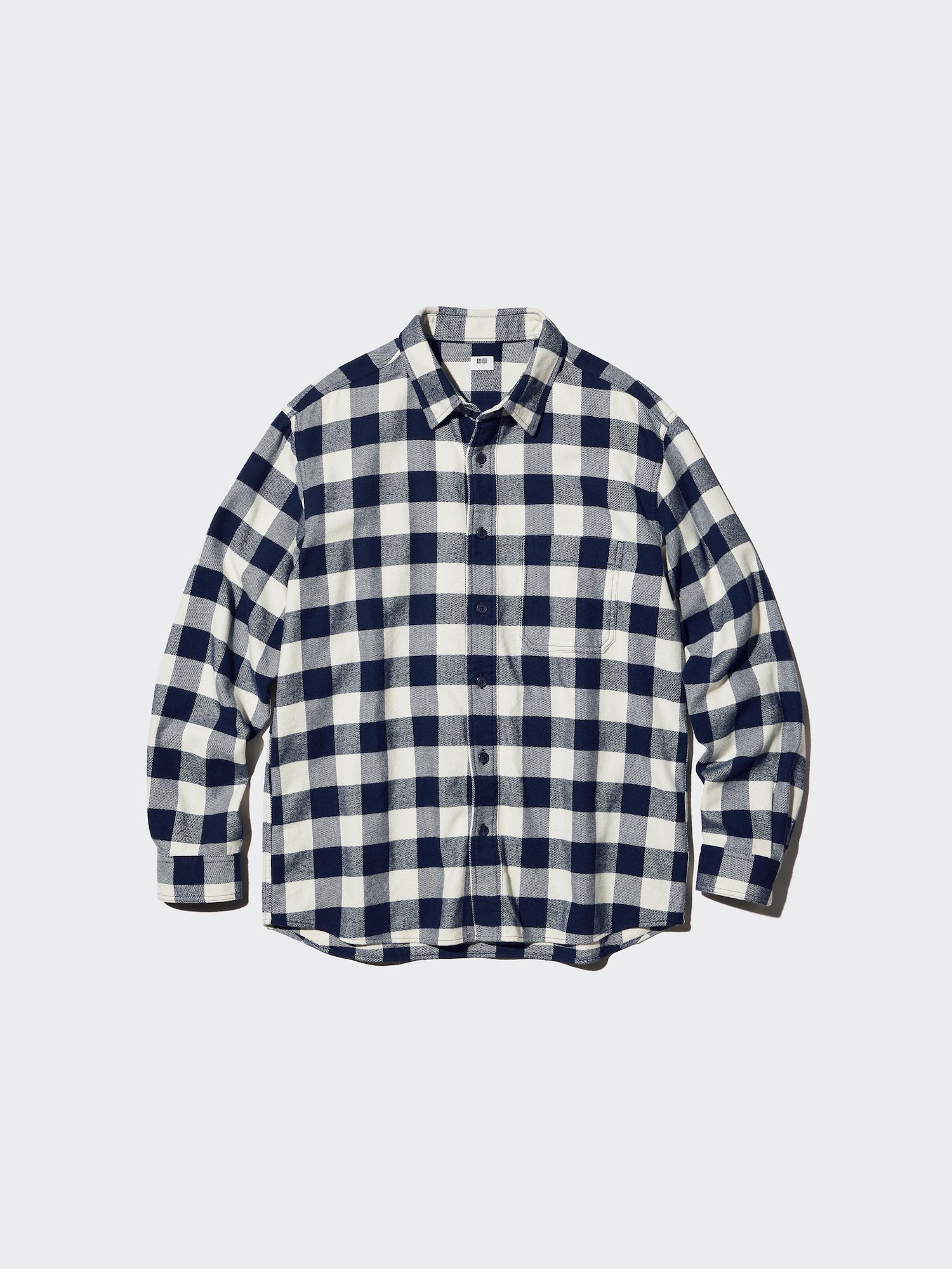 UNIQLO Men's Flannel Checked Shirt, Off White, Small