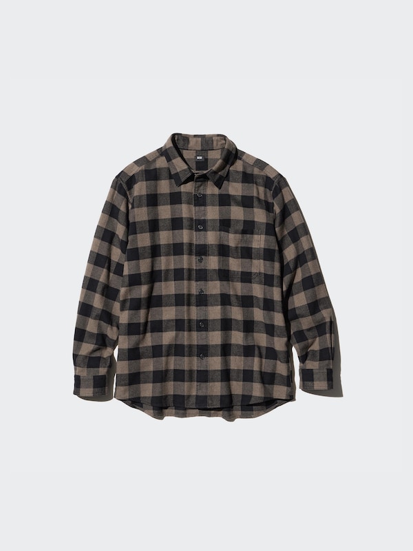 Flannel Checked Shirt Long Sleeve Regular Collar