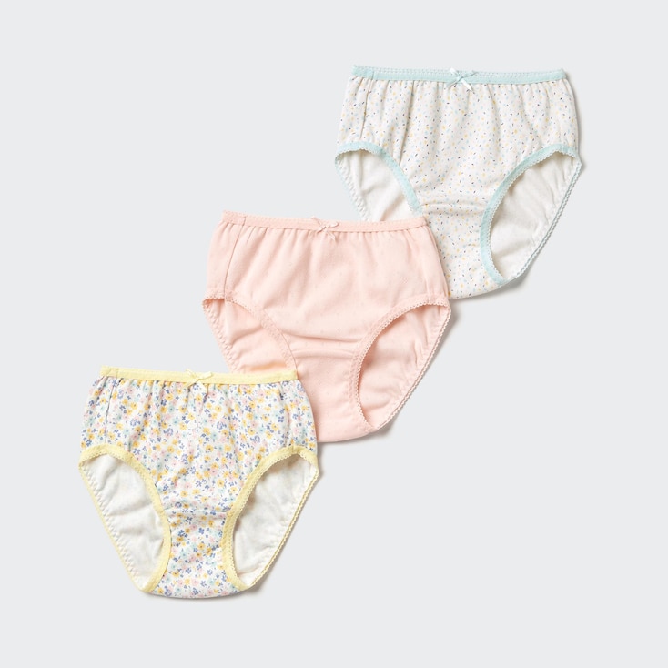 Uniqlo Bragas algodón (estampado flores, pack 3) niña - Blanco Hueso - 9-10Y