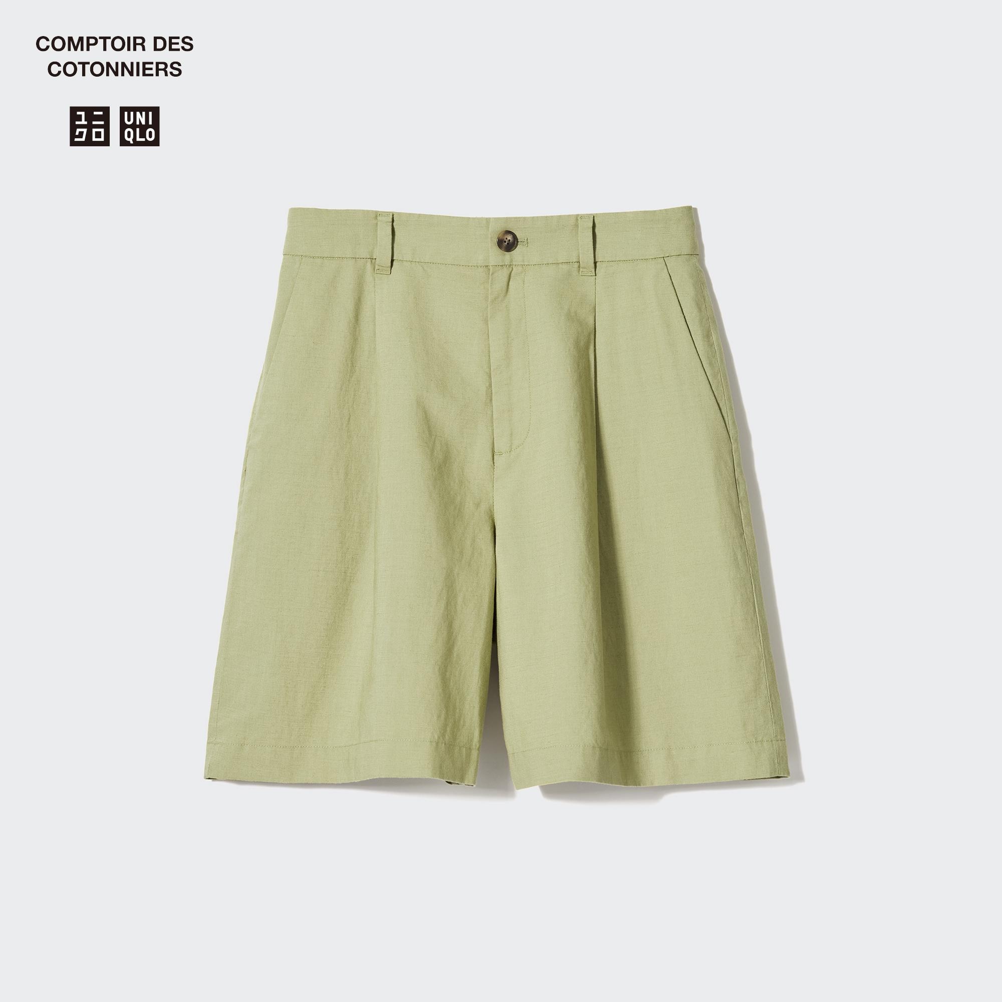 Linen-Blend Pleated Shorts