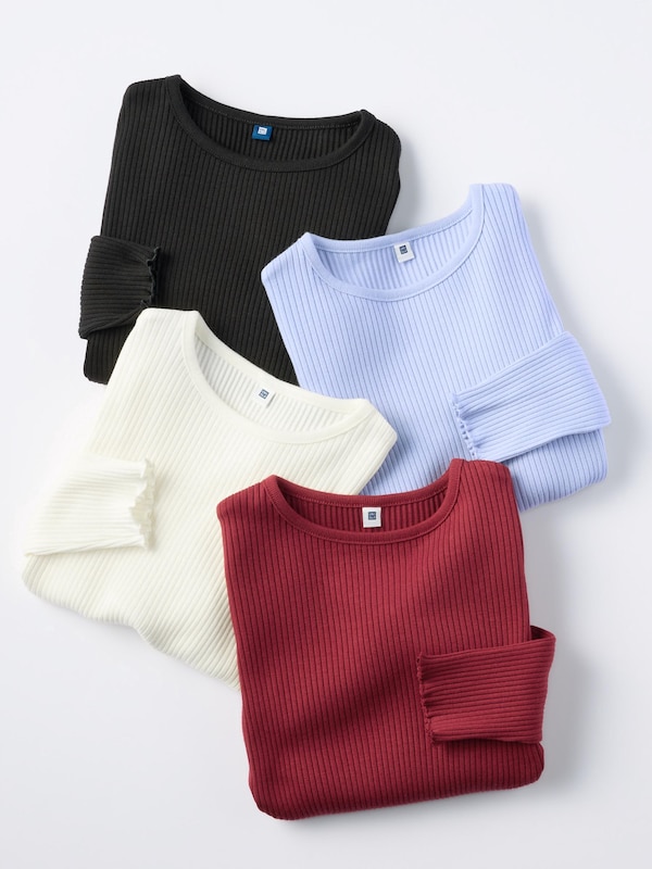 T-Shirt Côtelé Manches Longues