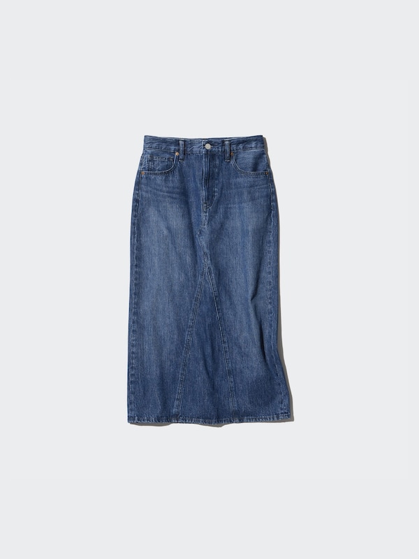 Denim Panel Long Skirt