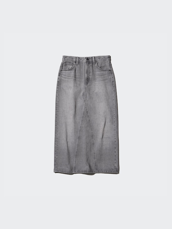 Denim Panel Long Skirt