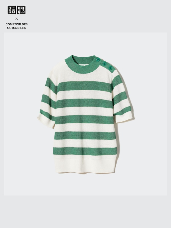 LINEN BLEND HALF SLEEVE SWEATER