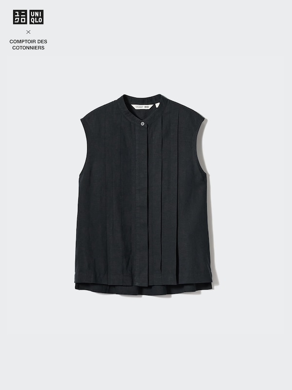 Linen-Blend Sleeveless Blouse