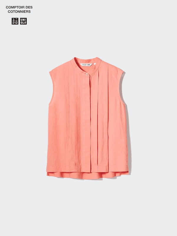 Linen-Blend Sleeveless Blouse