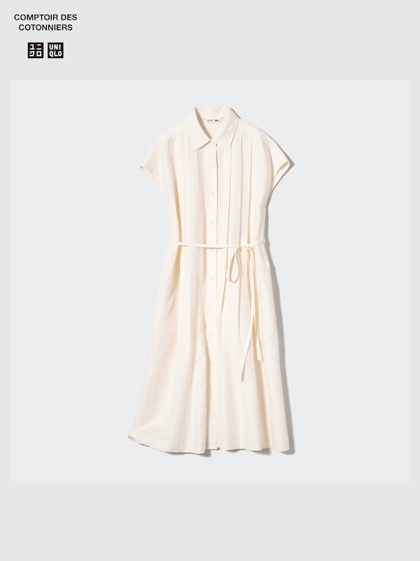 Linen-Blend Short-Sleeve Shirt Dress