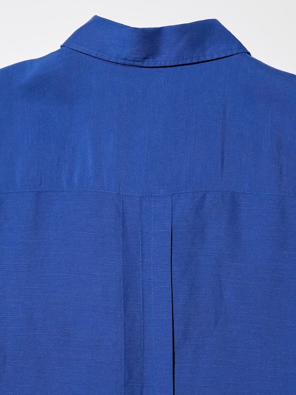 Linen-Blend Short-Sleeve Shirt Dress